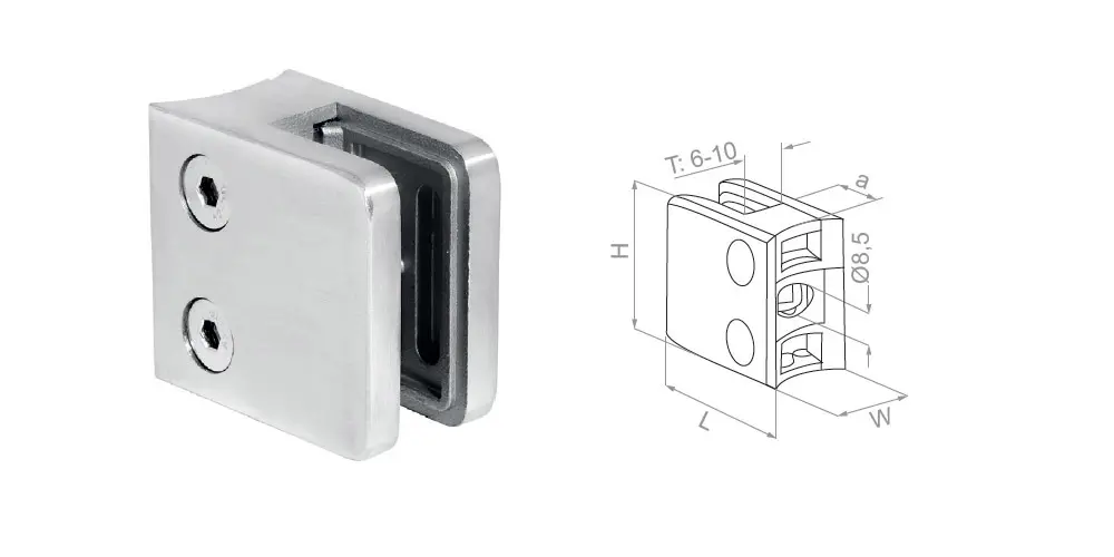 Стеклодержатель d42,4mm, 45x45x26mm AISI 316 шлифованный