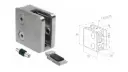 Glass clamp d42,4mm 45x45x26mm AISI 304 satin 