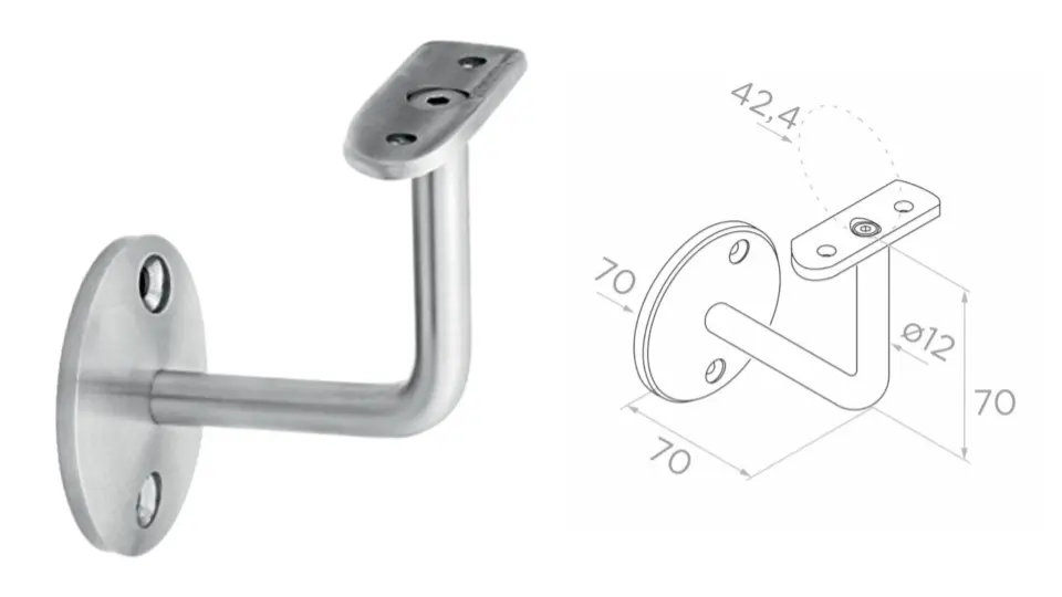 Handrail holder 42,4 D70 (AISI 304 Polished)