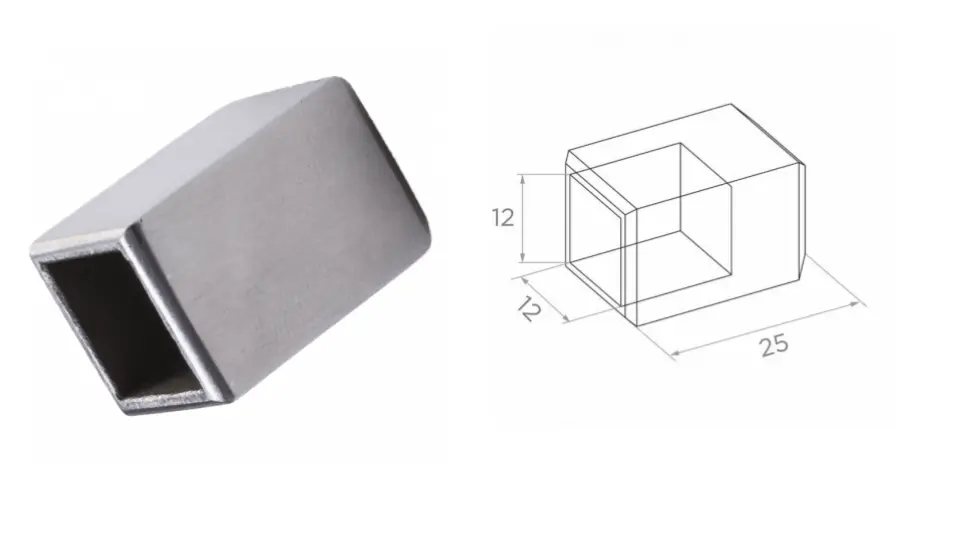 Flat end cap d12x12 H25 AISI 304, Satin 
