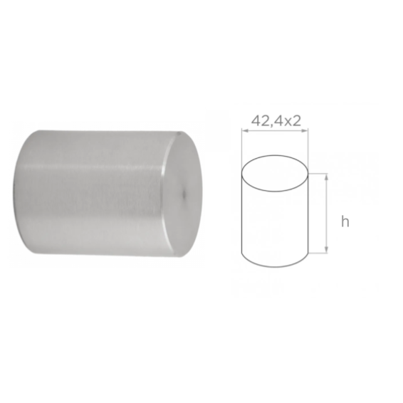 Tapones 42,4x2 mm, h30mm AISI 304 Satin