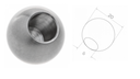 End ball D20 d10mm, AISI 304, Satin