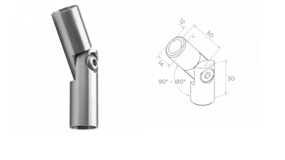 Flush elbow D14 d12mm AISI 304, Satin