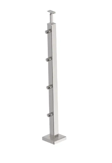 Railing post 40x40 H1060 with 4 cross bar holders