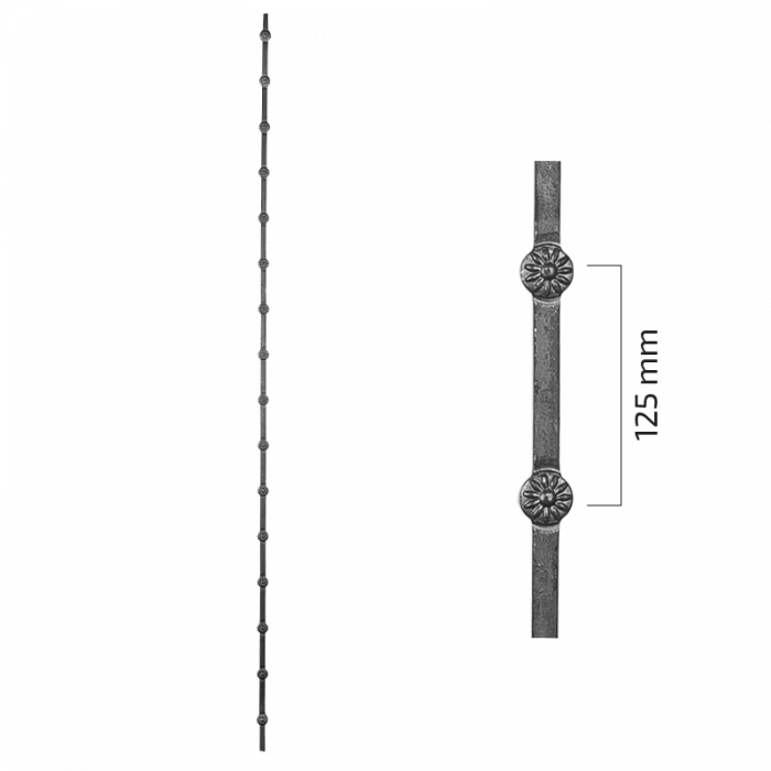 Forged steel baluster 14x14 mm L2000 mm