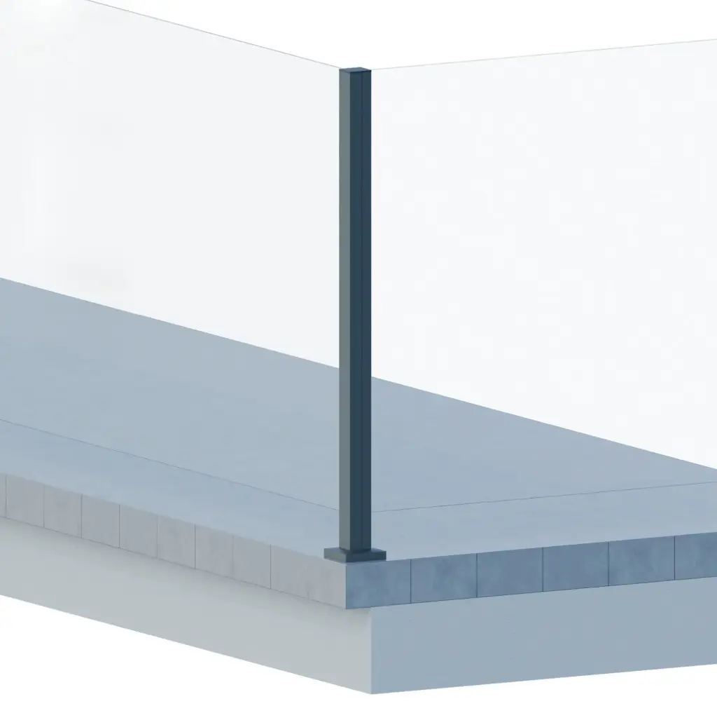 Aluminium post 55x50cm with cap, corner (RAW) 