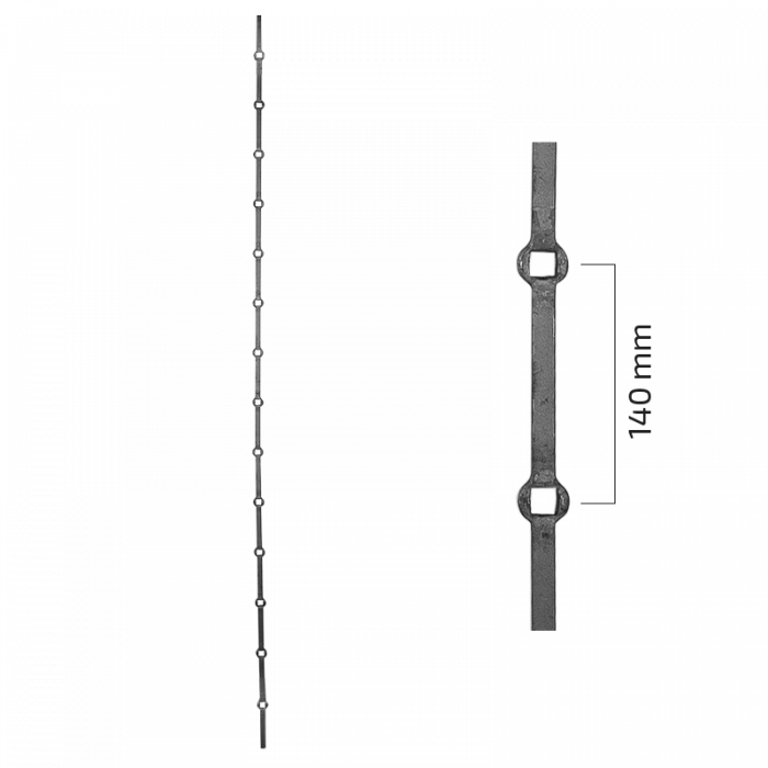 Forged steel baluster 14x14 mm L2000 mm