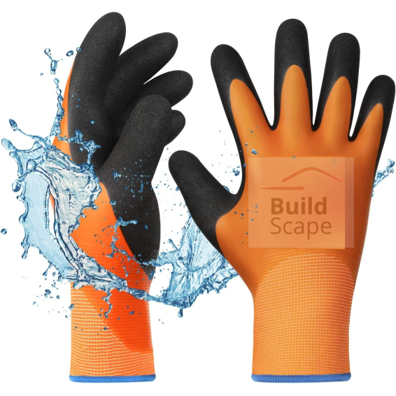 ACTIVE GEAR orange/black winter gloves with full latex coating ( 9 size)
