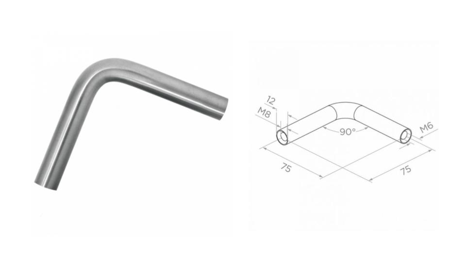 Handrail holder D12 mm H75 x 75 AISI 304