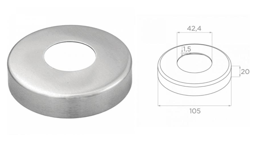 Cover 42,4 D105 H20 t1,5 AISI 316