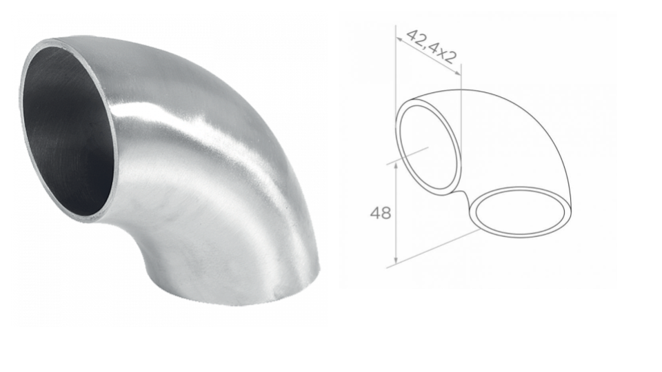 Flush angle 42,4x2 h48 AISI 304