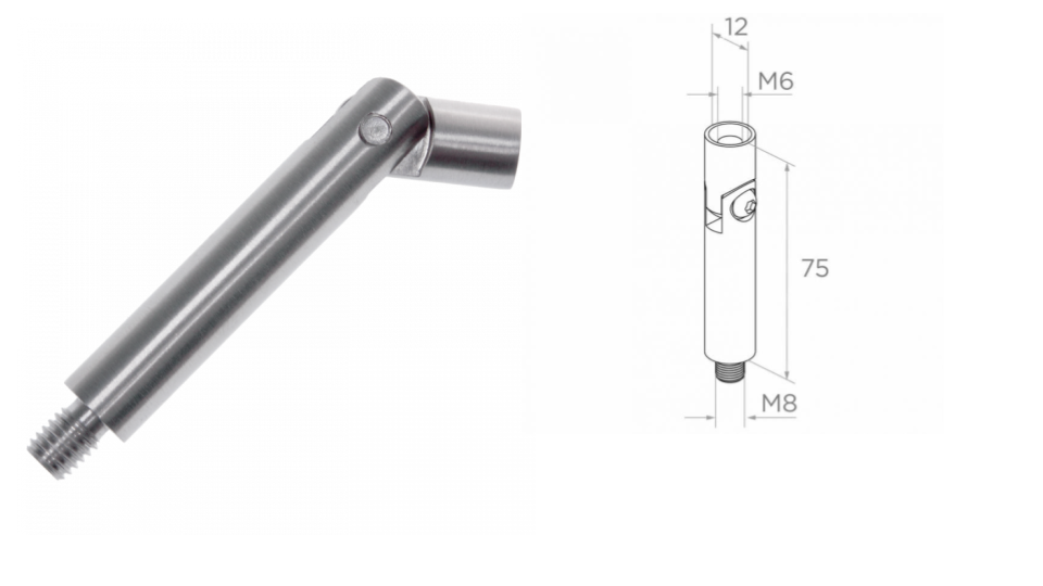 Handrail holder D12 H75 AISI 304