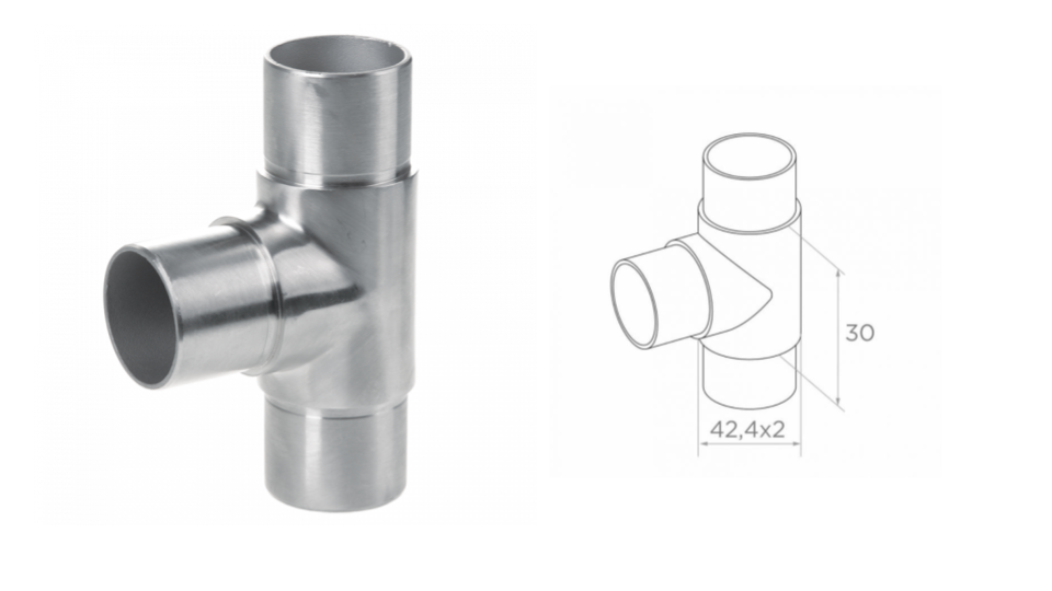 Flush angle T 42,4x2 h30 AISI 304