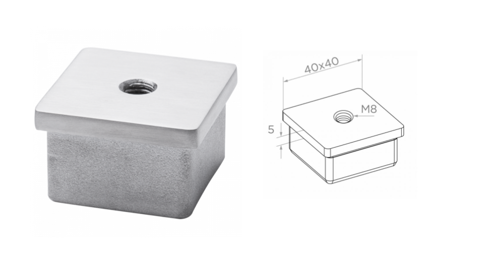 Gala korķis M8 40x40x2 h5 AISI 304