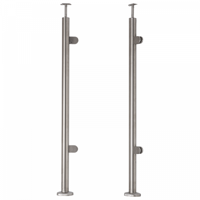 INOX Stikla Margu statnis. labajā pusē 2 stikla turētāji, D42,4 H1060 AISI 304