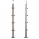 [i31.1609.4BS] INOX Margu statnis, stūra, ar šķērstieņa turētājiem, D42,4 H960 AISI 304
