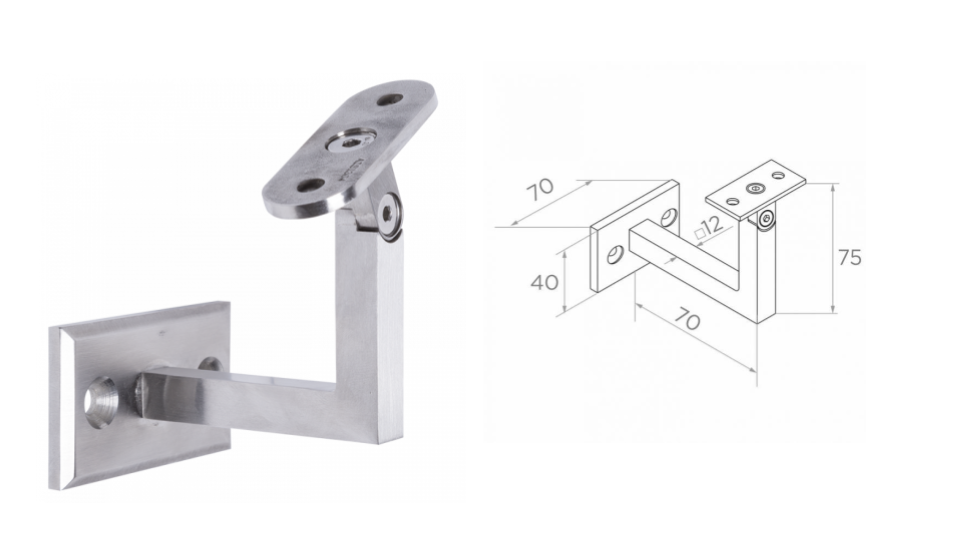 Держатель поручня к стене D70x40 AISI 304