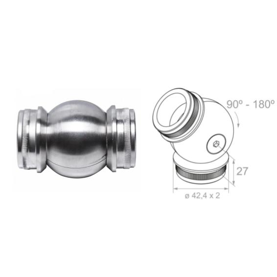 Ball articulated connector D42,4x2 h27 AISI 304