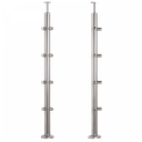 [i31.1724.4BP] INOX Margu statnis, stūra, ar šķērstieņu turētājiem, D42,4 H960mm, AISI 304 (Pulēts)