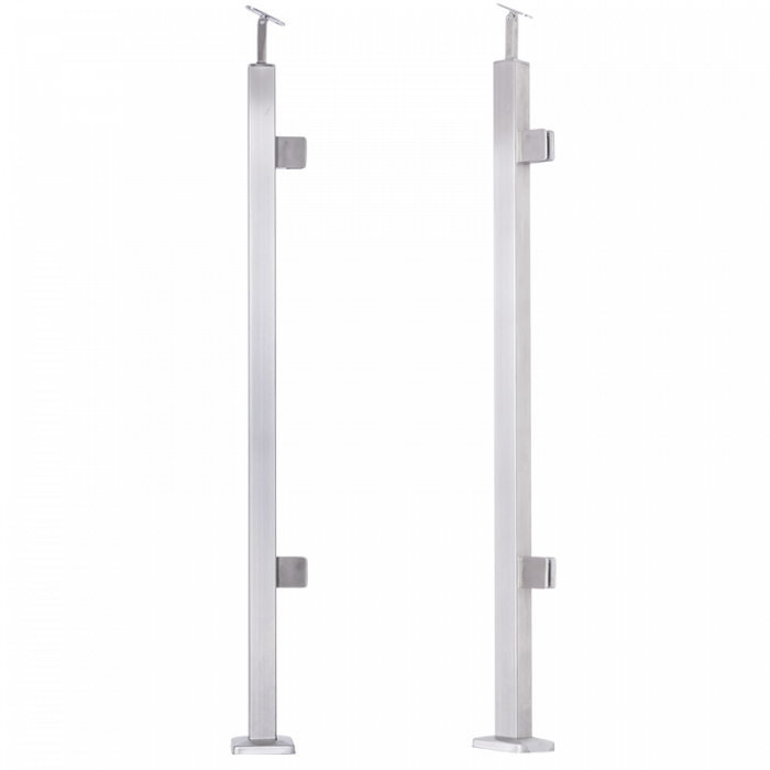 INOX Stikla Margu statnis, labajā pusē 2 stikla turētāji, 40x40 H1060mm, AISI 304