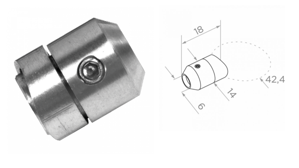 Rope holder 42,4 dmax 6 D14 L18 AISI 306