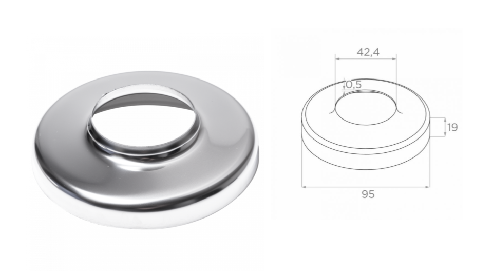 Nosegvāks 42,4 D95 H19 t0,5 (Pulēts) AISI 304