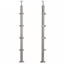 [i31.1620.4BS] INOX Margu statnis, stūra, ar šķērstieņu turētājiem,  D42,4 H1060mm, AISI 304