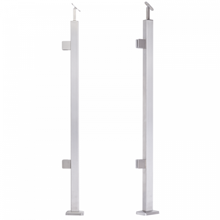 INOX Stikla Margu statnis, kreisajā pusē 2 stikla turētāji, 40x40 H1060mm, AISI 304