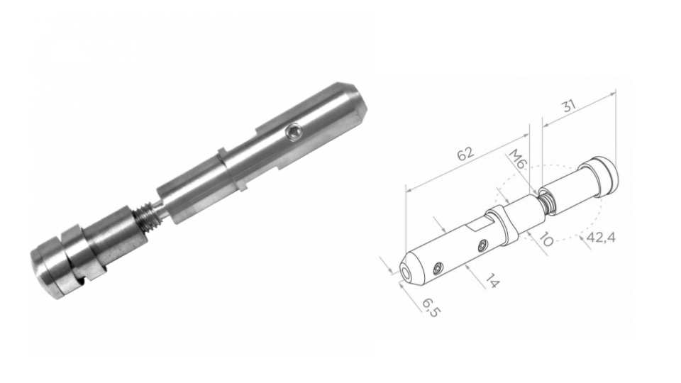 Tensor cable 42,4 d6 D14 L62 L32 AISI 304 ( Satin )