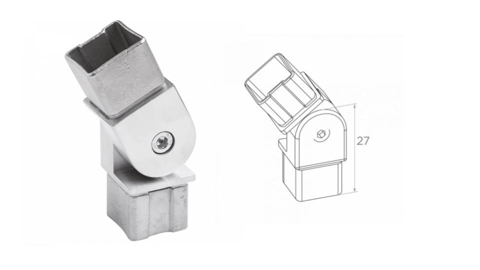 Ajustable conector 40x40 h27 AISI 304 ( Satin )