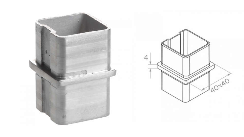 Connector D40x40x2. Satin