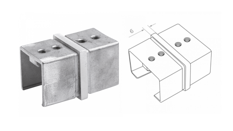 Savienotājs 40x40x1,5 h6 AISI 304
