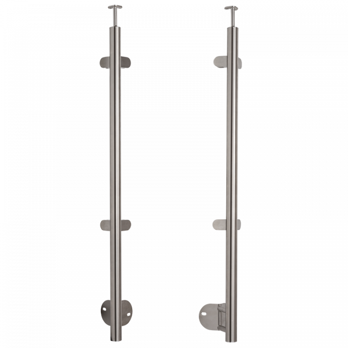 INOX Stikla Margu statnis, stūra, ar 4 stikla turētājiem,  D42,4 H1230mm, AISI 304