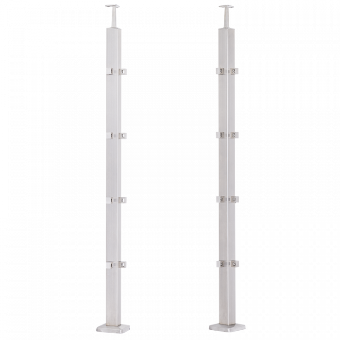Stainless steel corner railing post 40x40 mm H1060 AISI 304