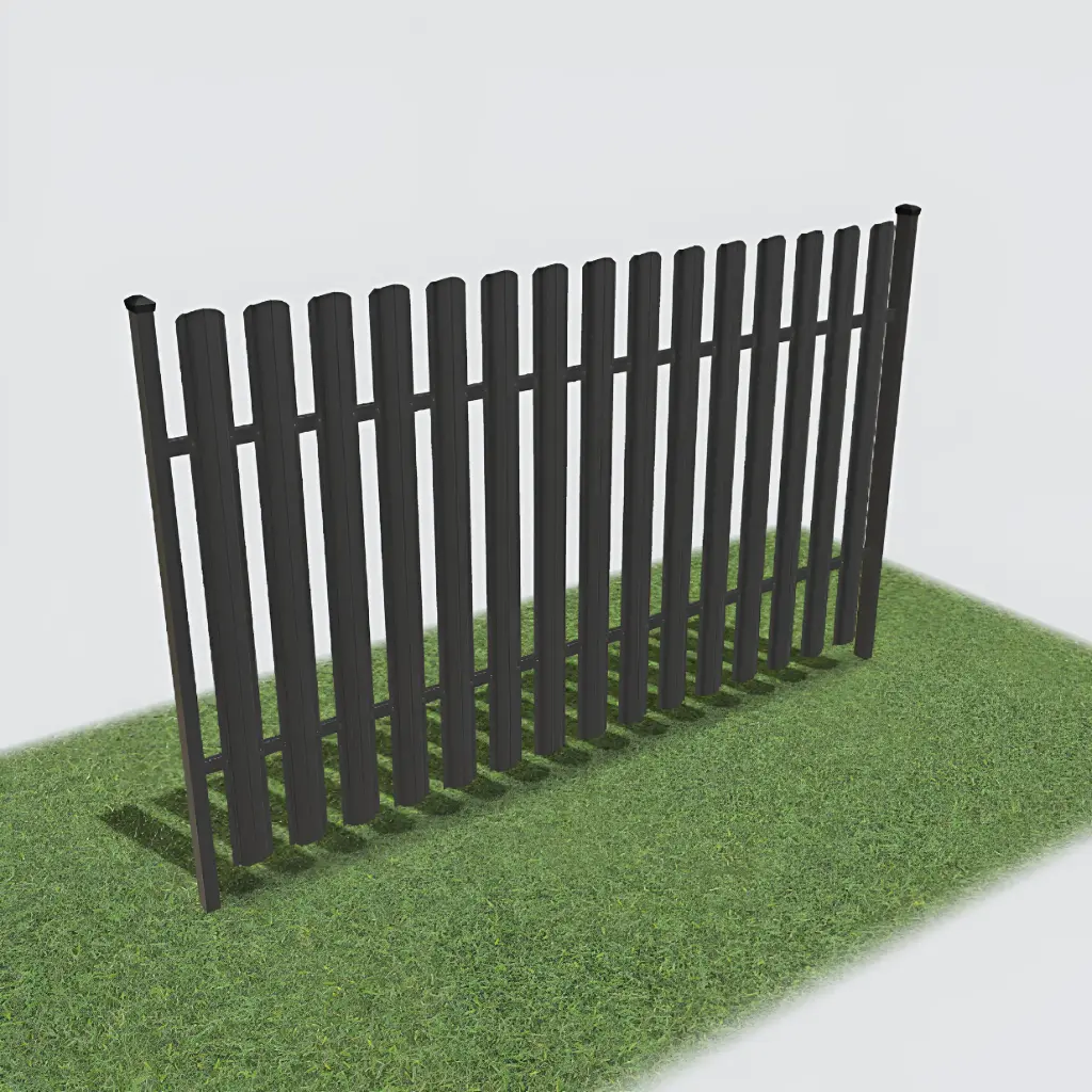 Picket fence section L2500 x H1500mm x 15 pickets, RAL7016