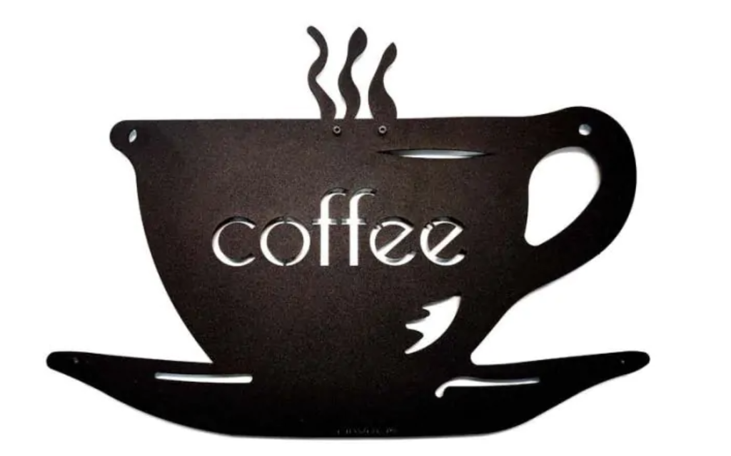 Coffee cup - metal wall decoration 360 x 500 mm