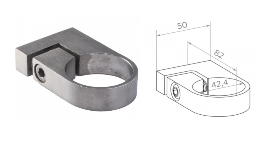 Anclaje pared  42,4mm 82x50mm, AISI 304 SATIN