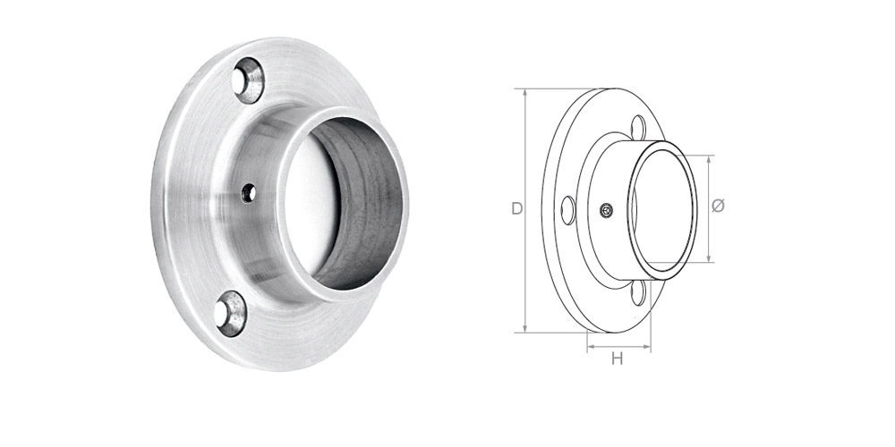 Anclaje pared 42,4 D85 H25 AISI 304