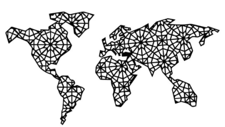 World Map - metal wall decoration 640 x 1200 mm