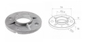 [i21.0101.4BR] Flancis pie grīdas 42,4, D100 d74 a2x11mm h16  (AISI 304)