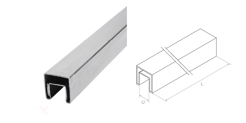 Barandillas para vidrio 40x40 U24 L2500 AISI 304