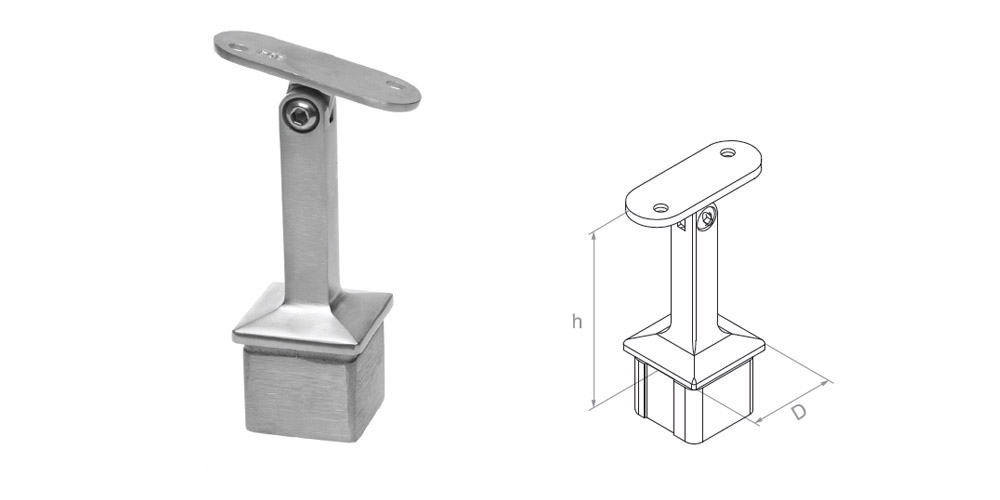 Soporte de pasamanos h80 D40x40x2 AISI 304