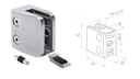Pinza para vidrio L52 H52 W32 a16 AISI 304