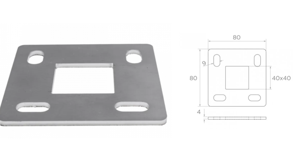 Flancis pie grīdas 40X40 D80X80 a4x9 h4 AISI 304