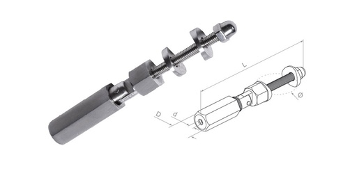 Держатель троса 42,4 d max 6 D19 L130 AISI 304