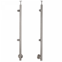 Left handrail post, stainless steel D42.4 / H1230 mm, 2 handles, ground