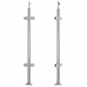 Left handrail post, stainless steel Fi42.4 / H1230 mm, 2 handles, ground