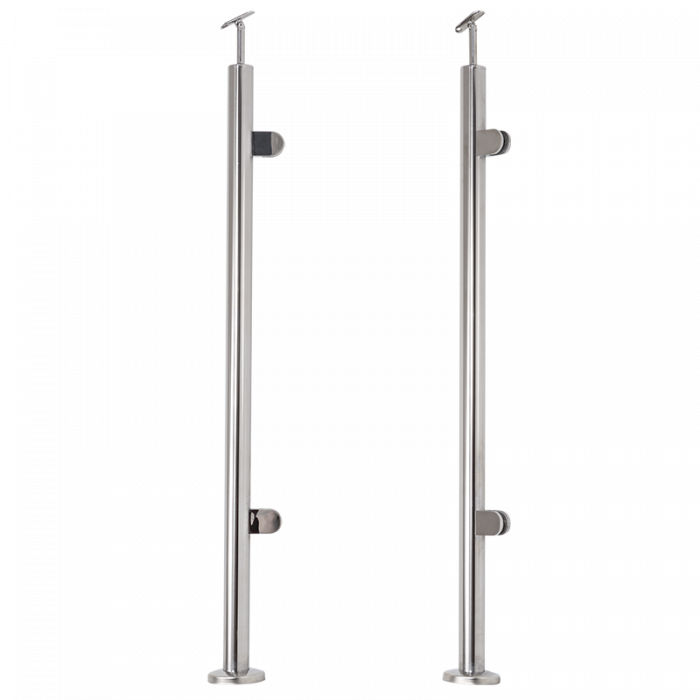 Central balustrade post, central stainless steel D42.4 / H1060 mm, 2 handles, polished