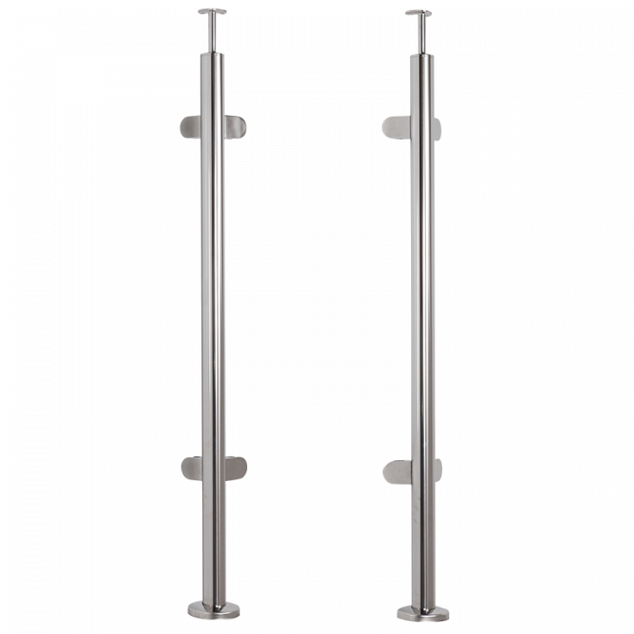Central balustrade post, central stainless steel D42.4 / H1060 mm, 2 handles, polished
