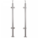 Stainless steel corner railing post D42.4 / H1060mm, 4 handles, polished